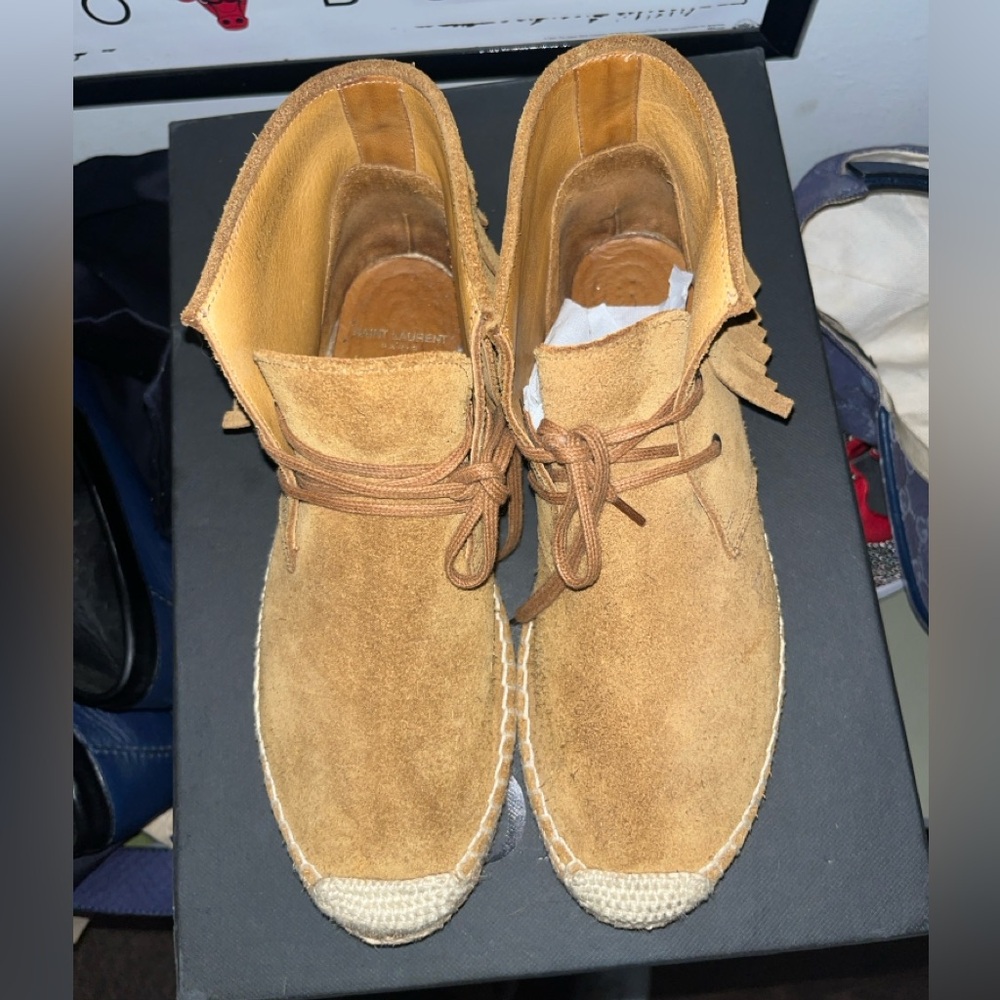 YVES Saint Lauren Espadrilles Suede Fringed Desert Boots - Picture 3 of 8